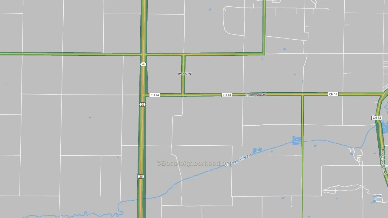 Walton, IL Map of Noise Levels in Walton