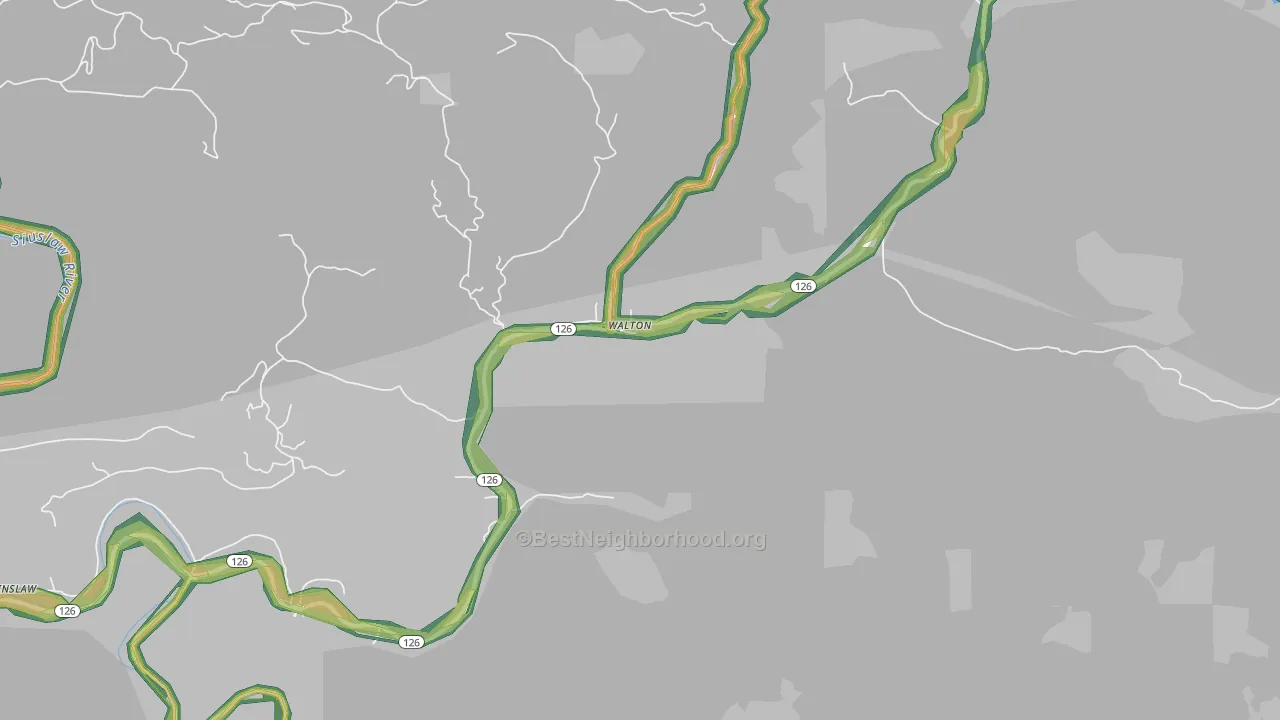 Walton, OR Map of Noise Levels in Walton