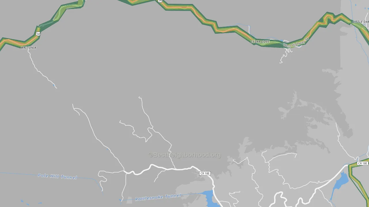 Waltonia, CO Map of Noise Levels in Waltonia