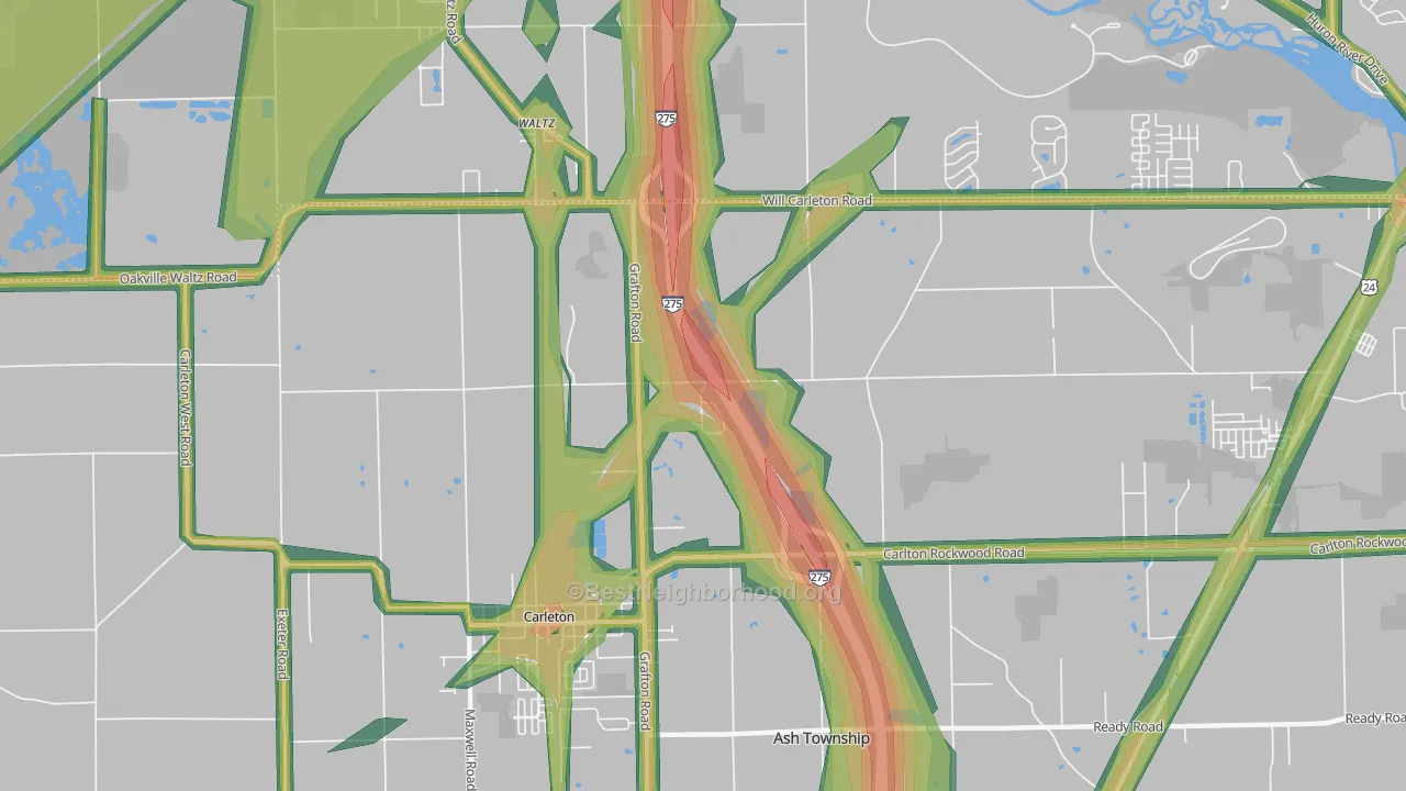 Waltz, MI Map of Noise Levels in Waltz