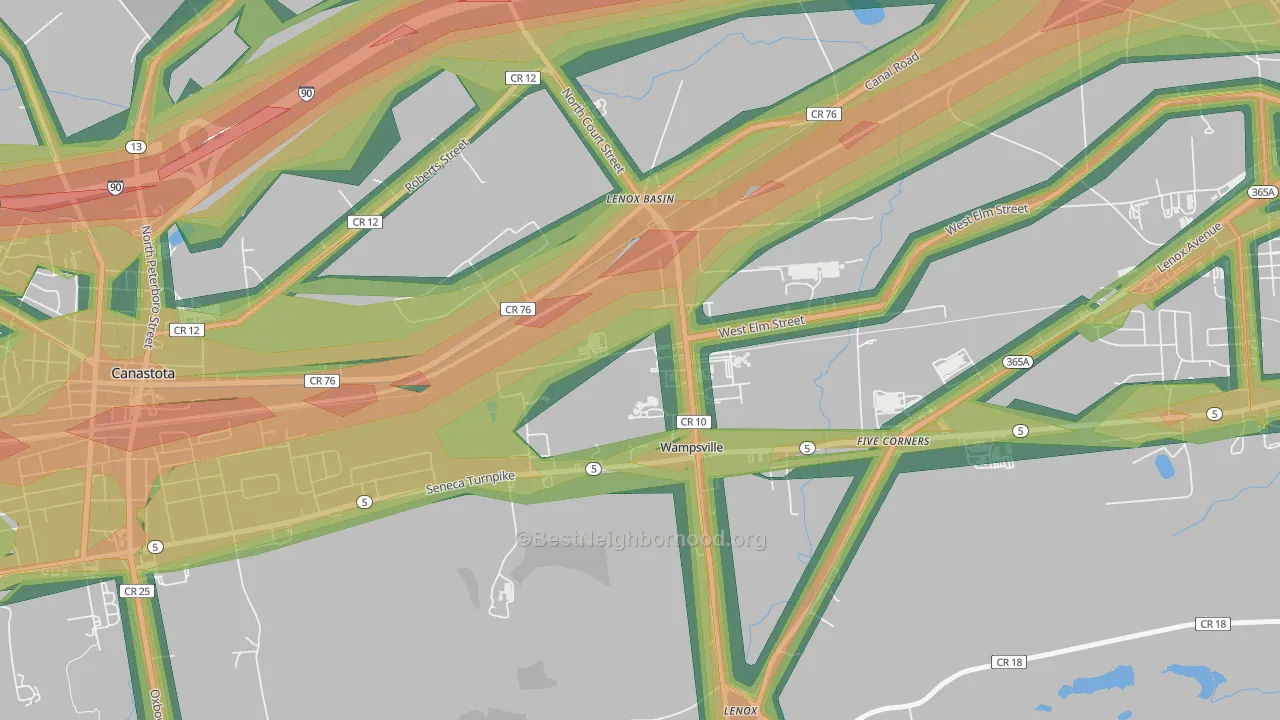 Wampsville, NY Map of Noise Levels in Wampsville