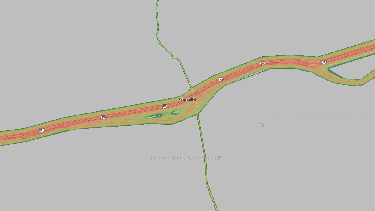 Wamsutter, WY Map of Noise Levels in Wamsutter