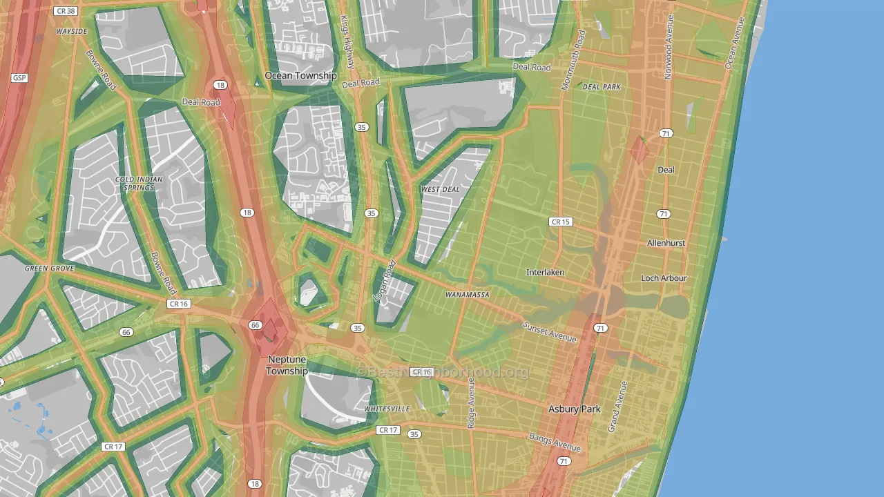 Wanamassa, NJ Map of Noise Levels in Wanamassa