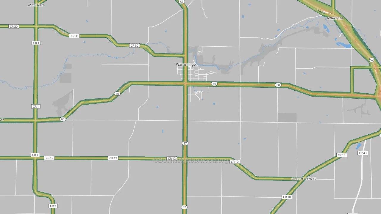 Wanamingo, MN Map of Noise Levels in Wanamingo