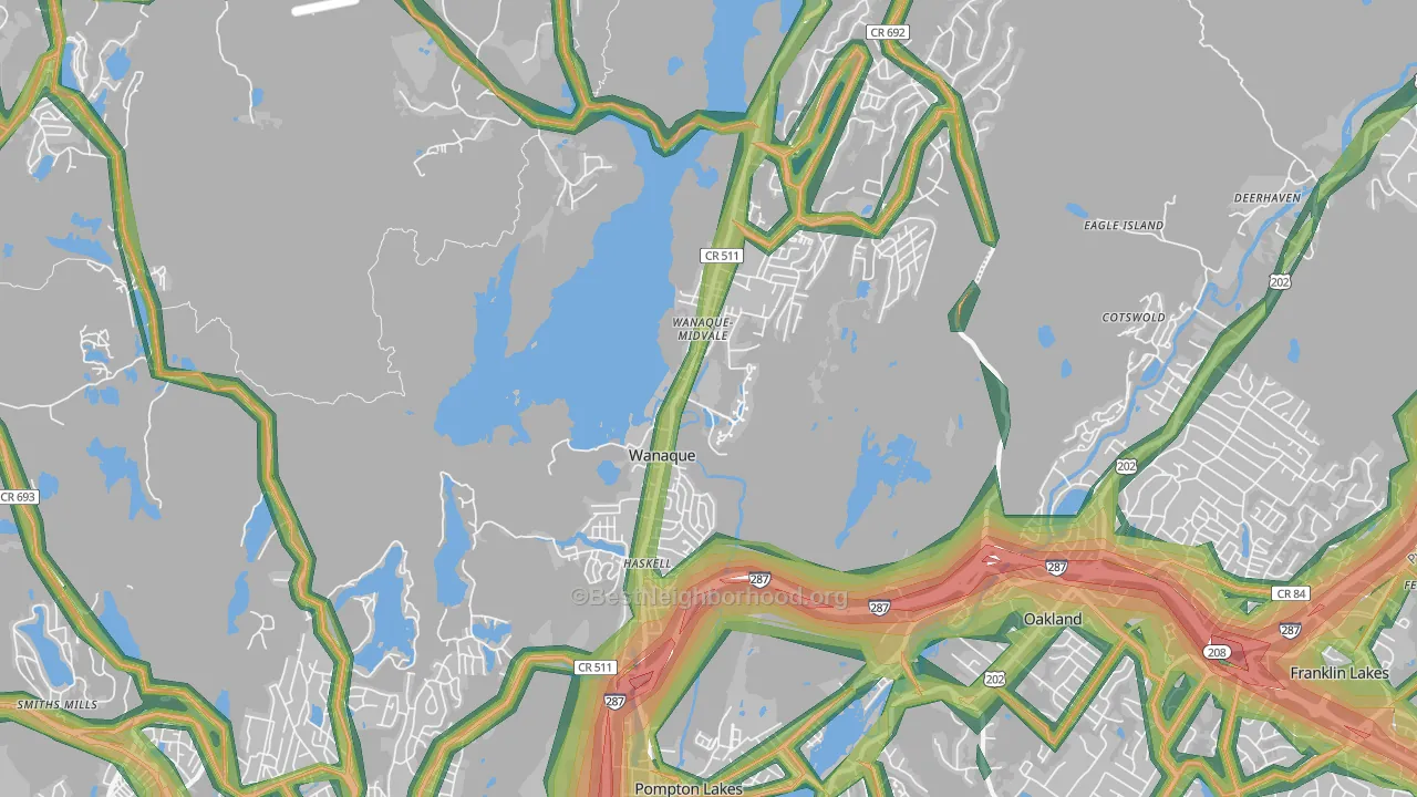 Wanaque, NJ Map of Noise Levels in Wanaque