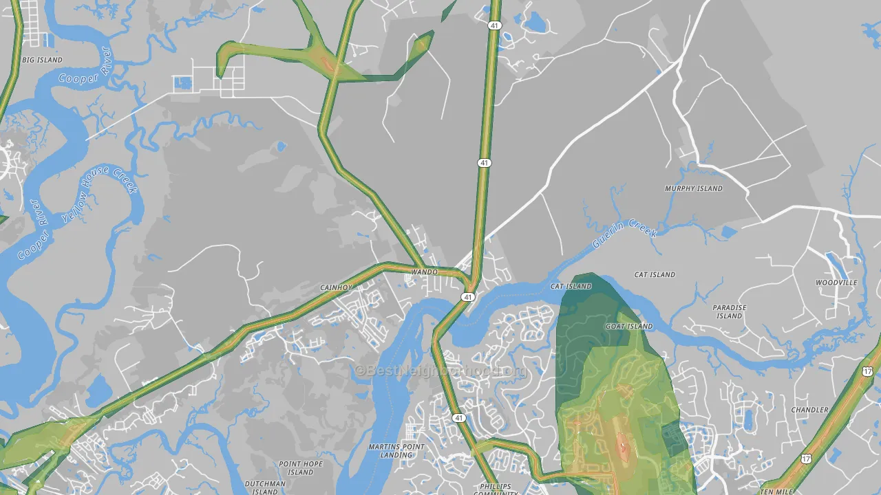 Wando, SC Map of Noise Levels in Wando