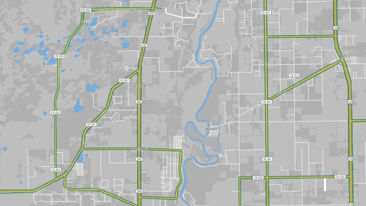Wannee, FL Map of Noise Levels in Wannee