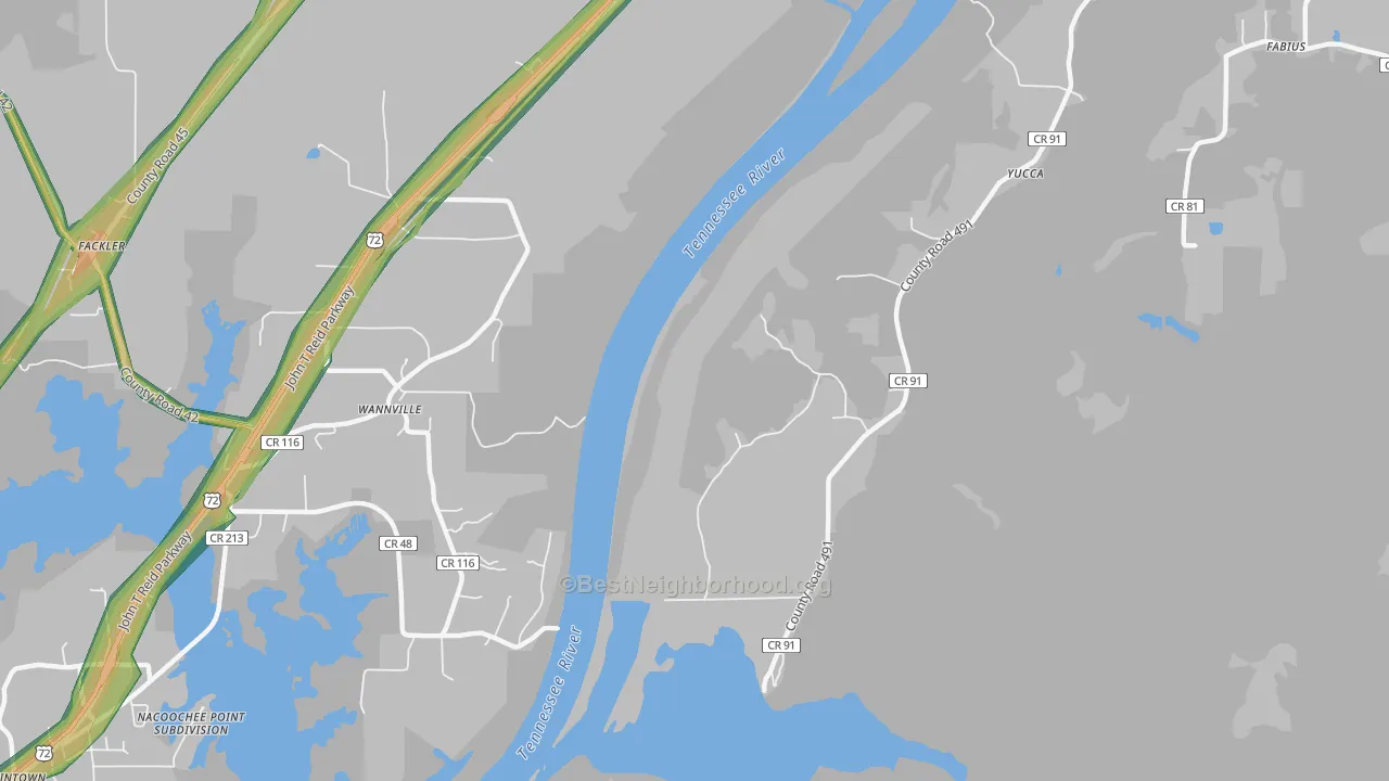 Wannville, AL Map of Noise Levels in Wannville
