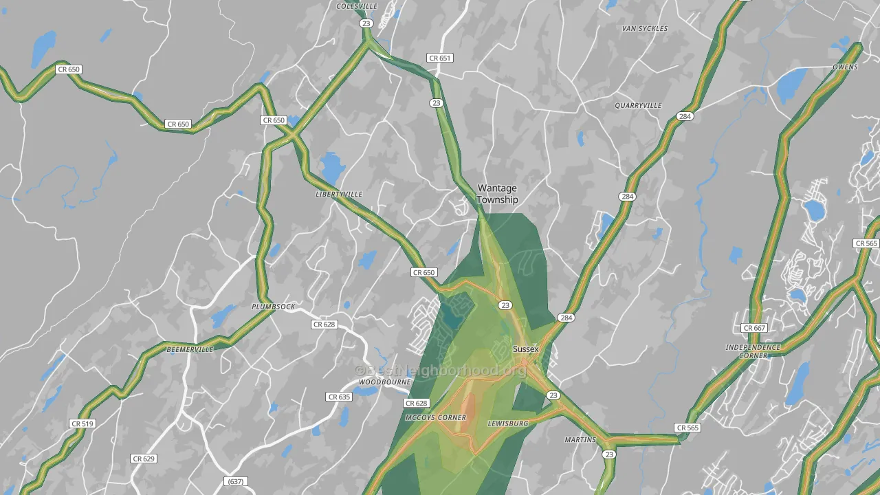 Wantage, NJ Map of Noise Levels in Wantage