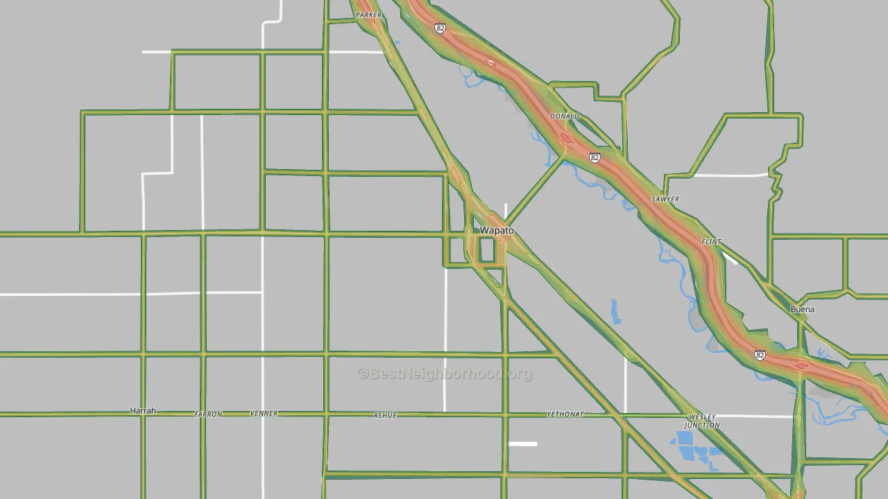 Wapato, WA Map of Noise Levels in Wapato