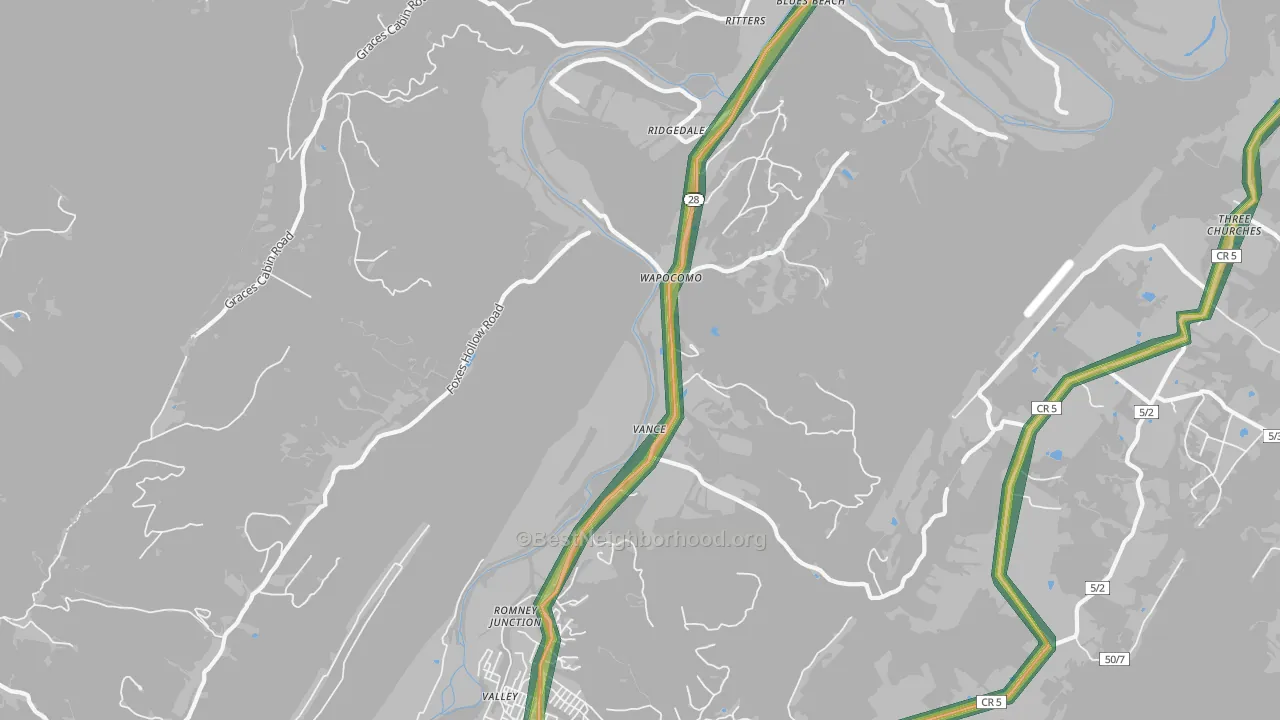 Wapocomo, WV Map of Noise Levels in Wapocomo