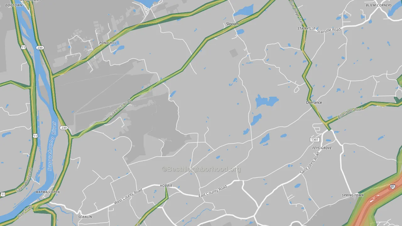 Wapwallopen, PA Map of Noise Levels in Wapwallopen