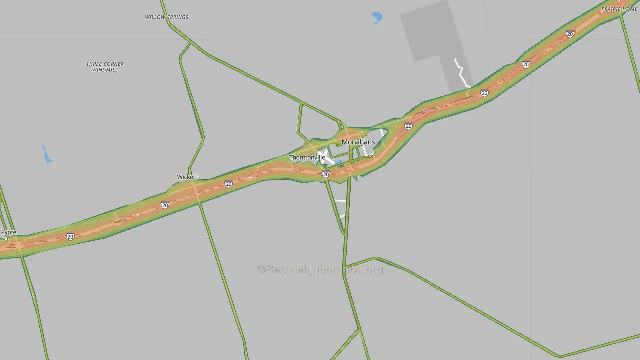 Ward County, TX Map of Noise Levels in Ward County