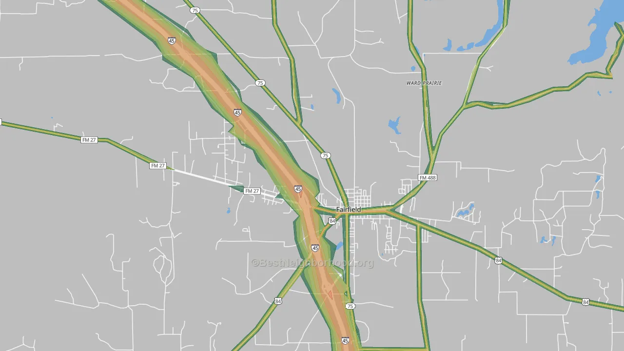 Ward Prairie, TX Map of Noise Levels in Ward Prairie