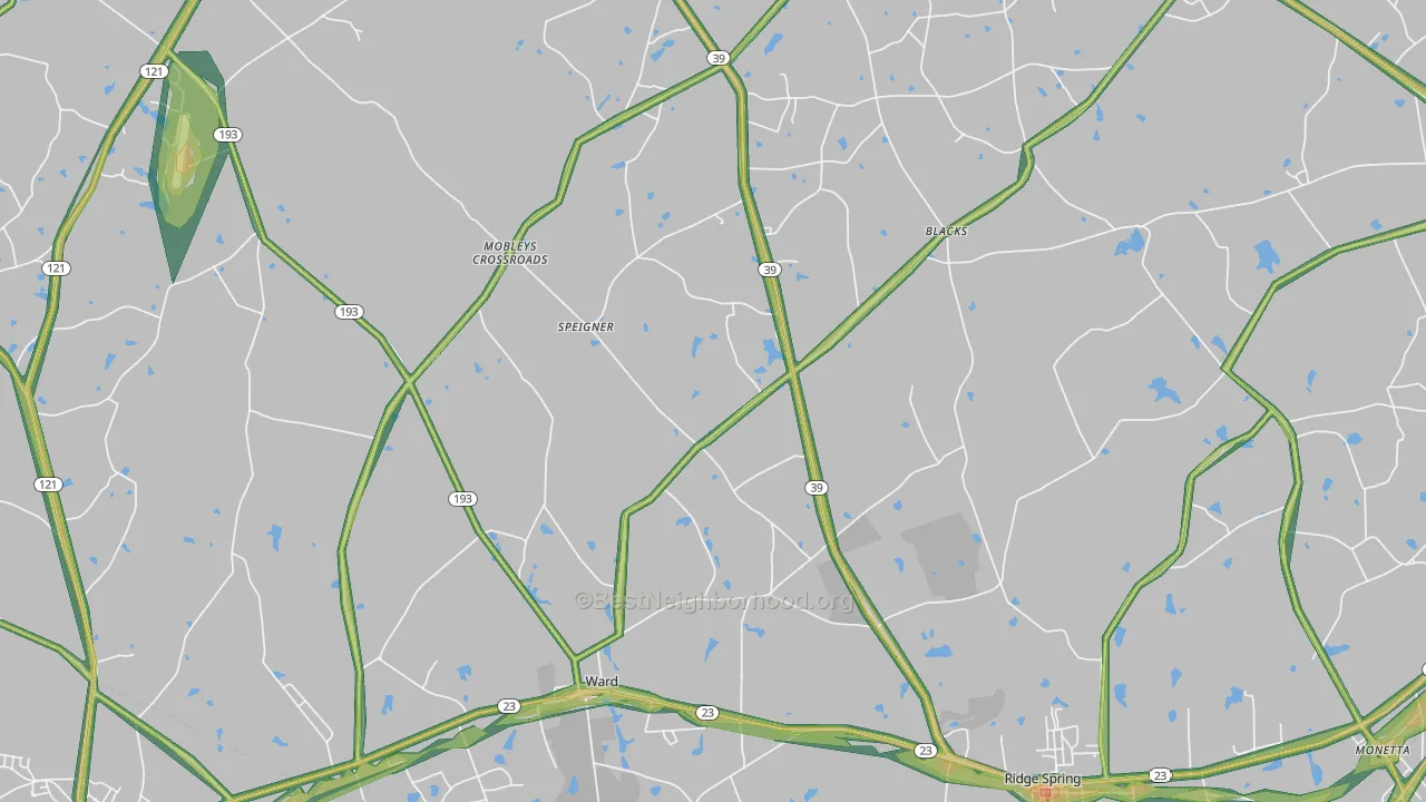 Ward, SC Map of Noise Levels in Ward