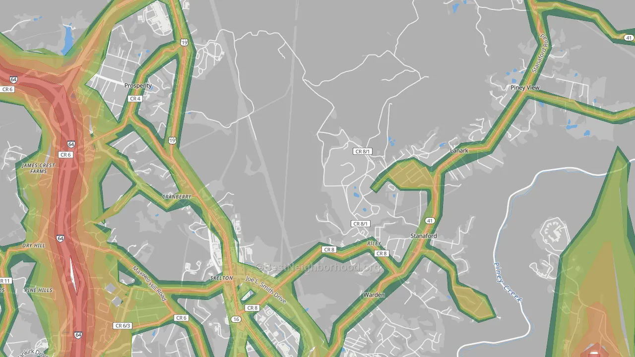 Warden, WV Map of Noise Levels in Warden