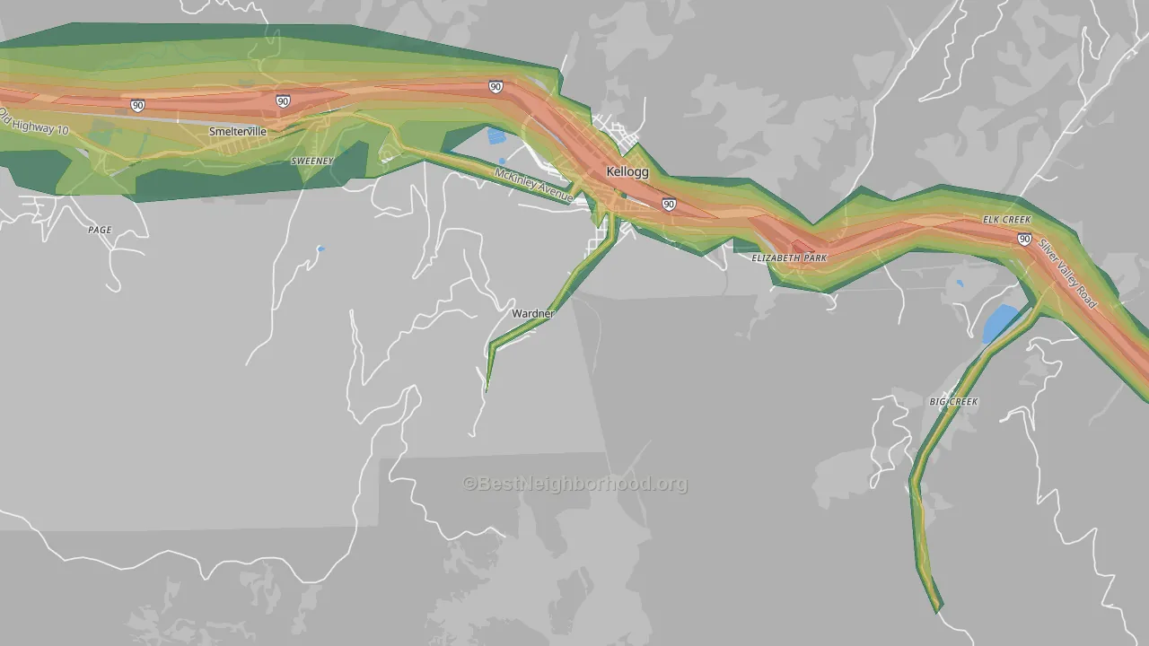 Wardner, ID Map of Noise Levels in Wardner