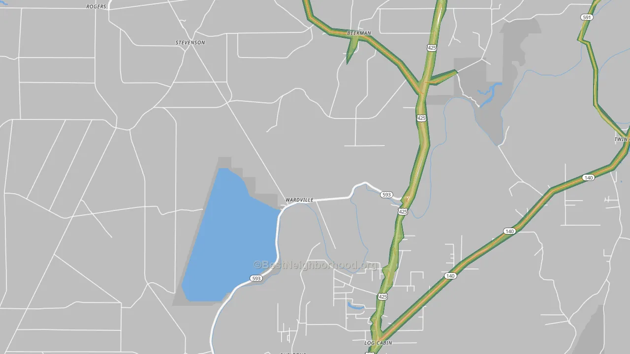 Wardville, LA Map of Noise Levels in Wardville