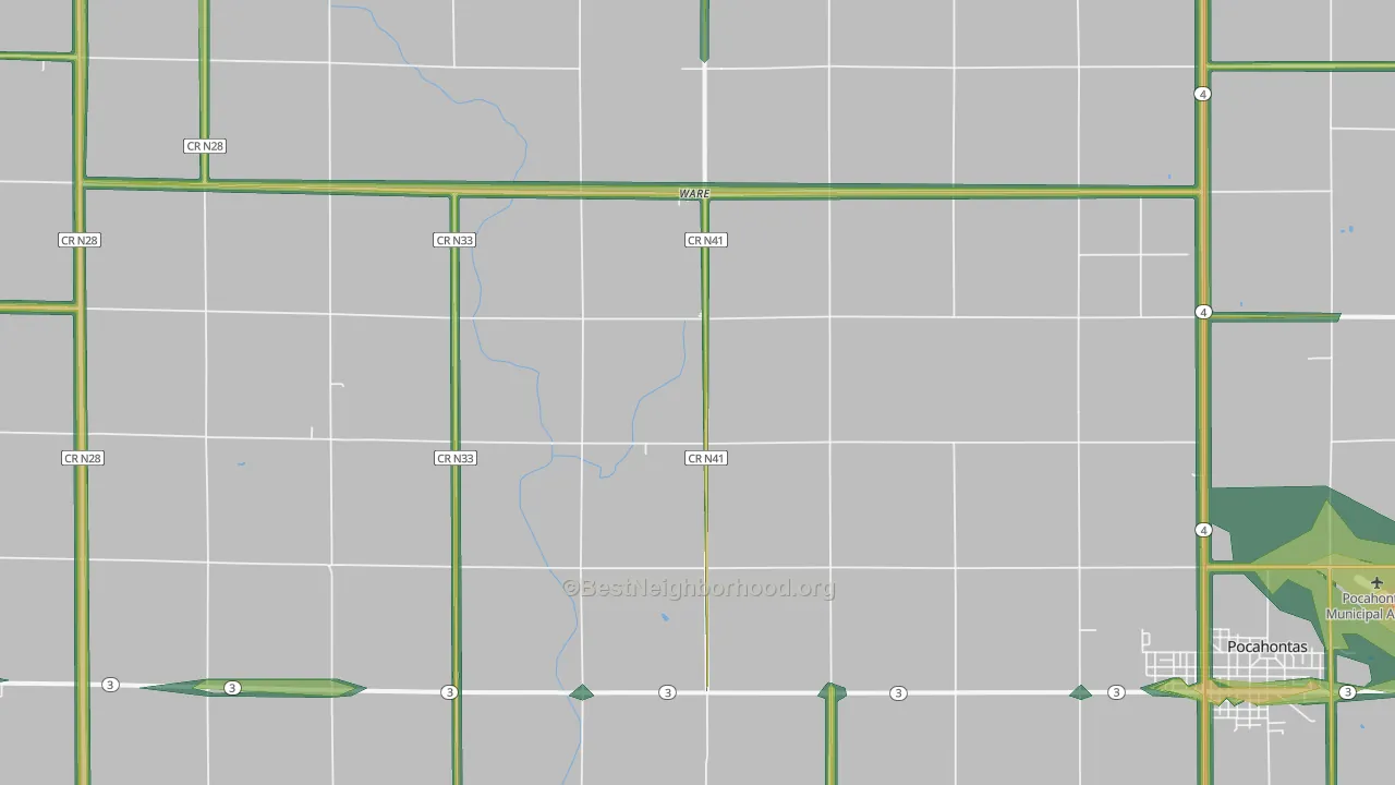 Ware, IA Map of Noise Levels in Ware