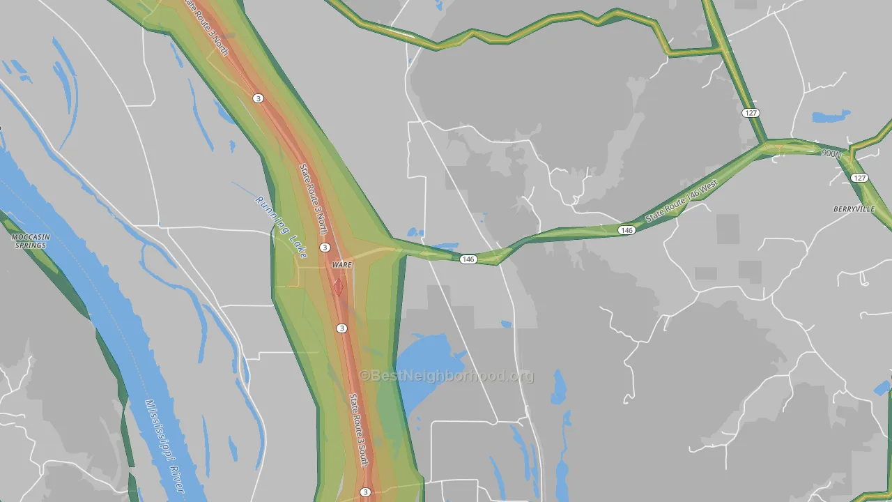 Ware, IL Map of Noise Levels in Ware