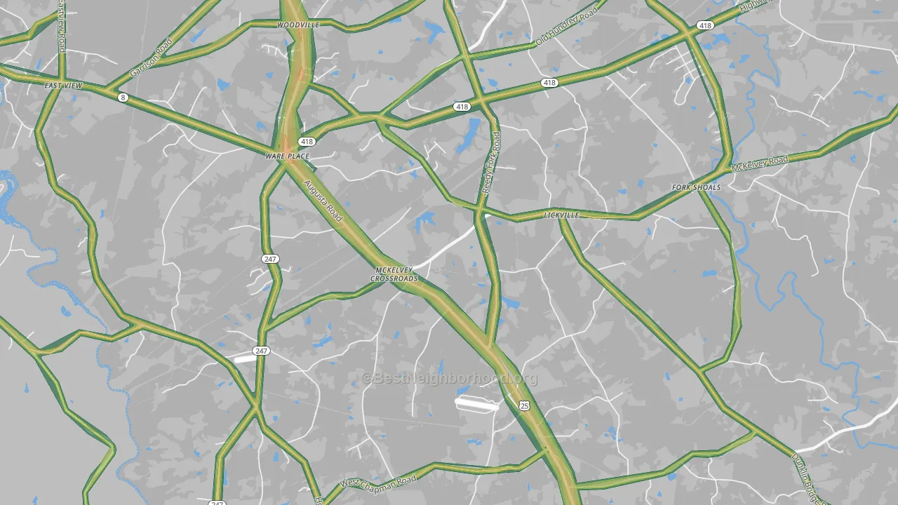 Ware Place, SC Map of Noise Levels in Ware Place