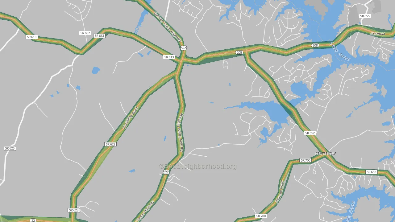 Wares Crossroads, VA Map of Noise Levels in Wares Crossroads