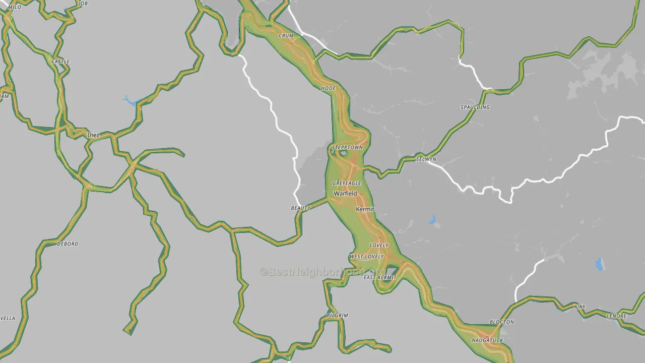 Warfield, KY Map of Noise Levels in Warfield