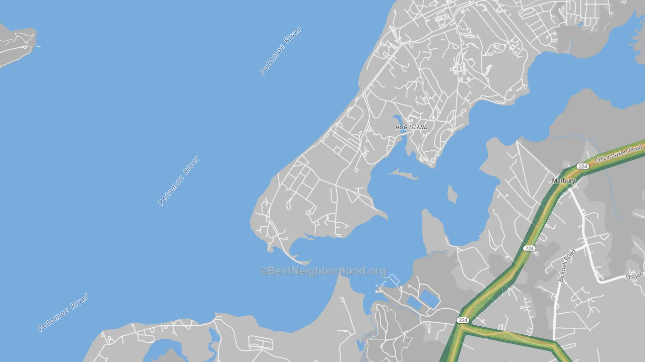 Warington Hills, MD Map of Noise Levels in Warington Hills