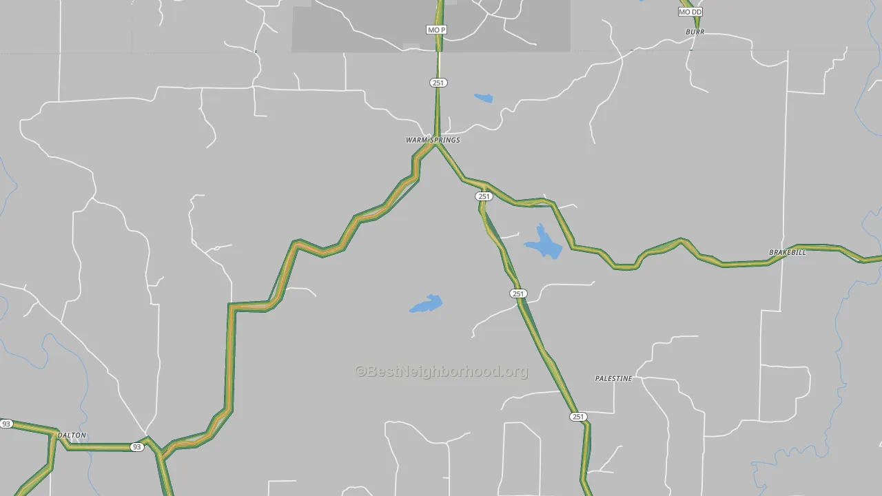 Warm Springs, AR Map of Noise Levels in Warm Springs