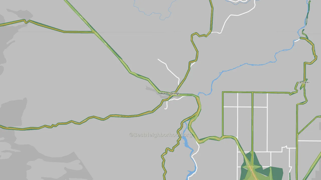 Warm Springs, OR Map of Noise Levels in Warm Springs