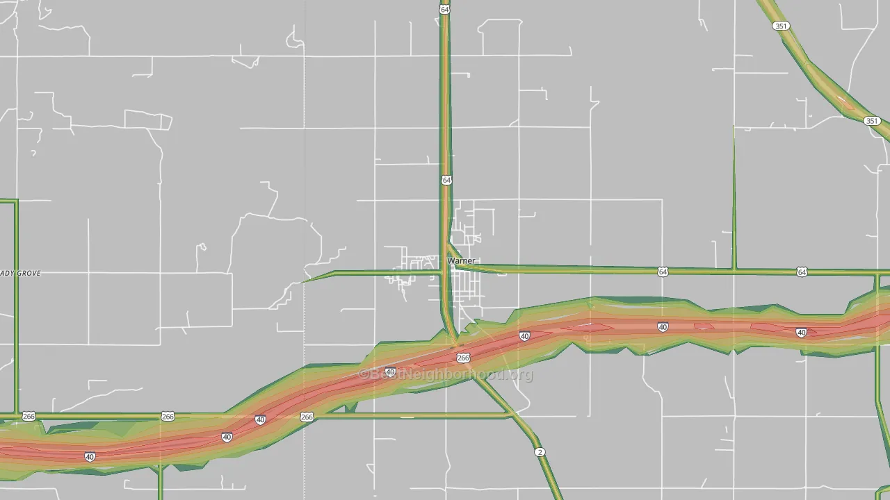 Warner, OK Map of Noise Levels in Warner