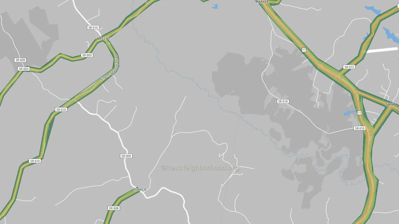 Warner, VA Map of Noise Levels in Warner