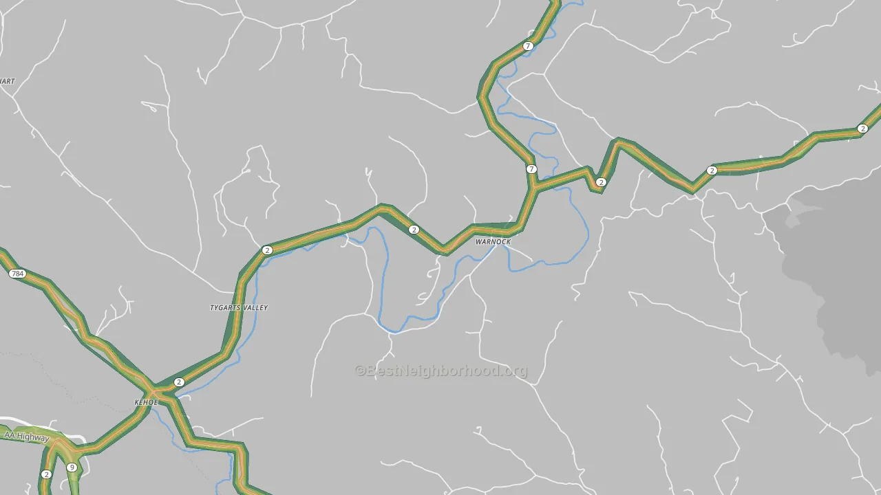 Warnock, KY Map of Noise Levels in Warnock