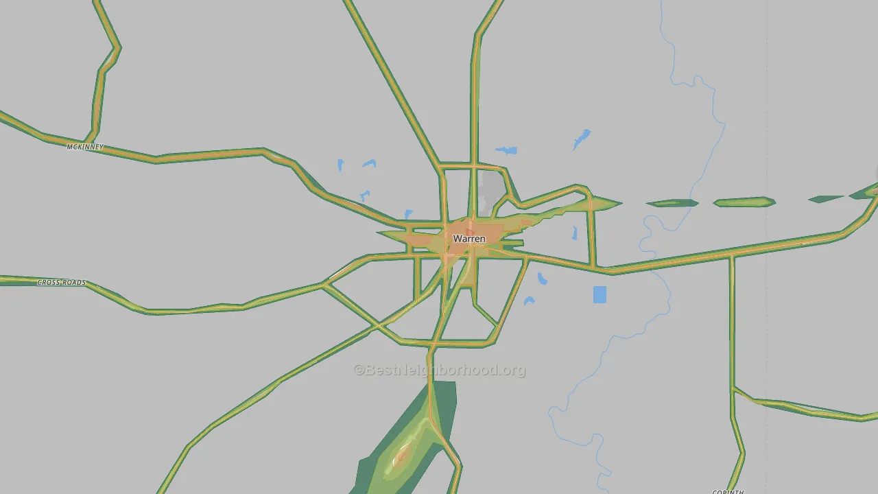Warren, AR Map of Noise Levels in Warren