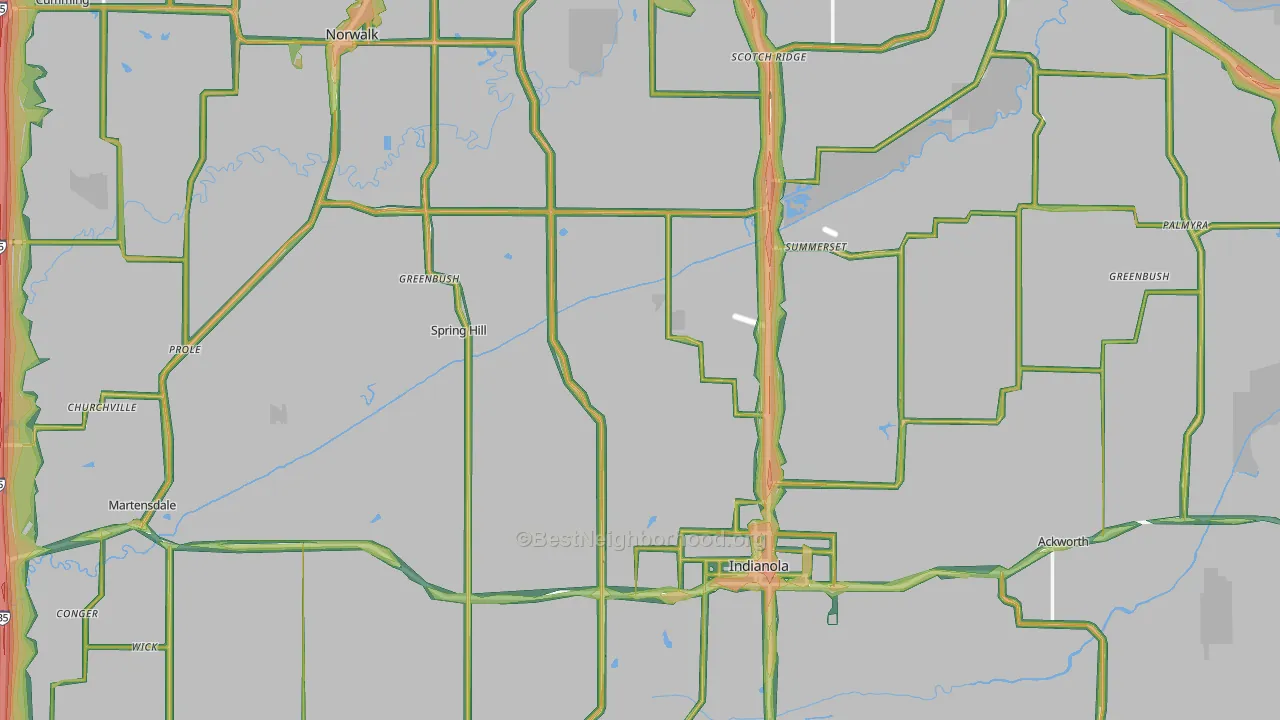Warren County, IA Map of Noise Levels in Warren County