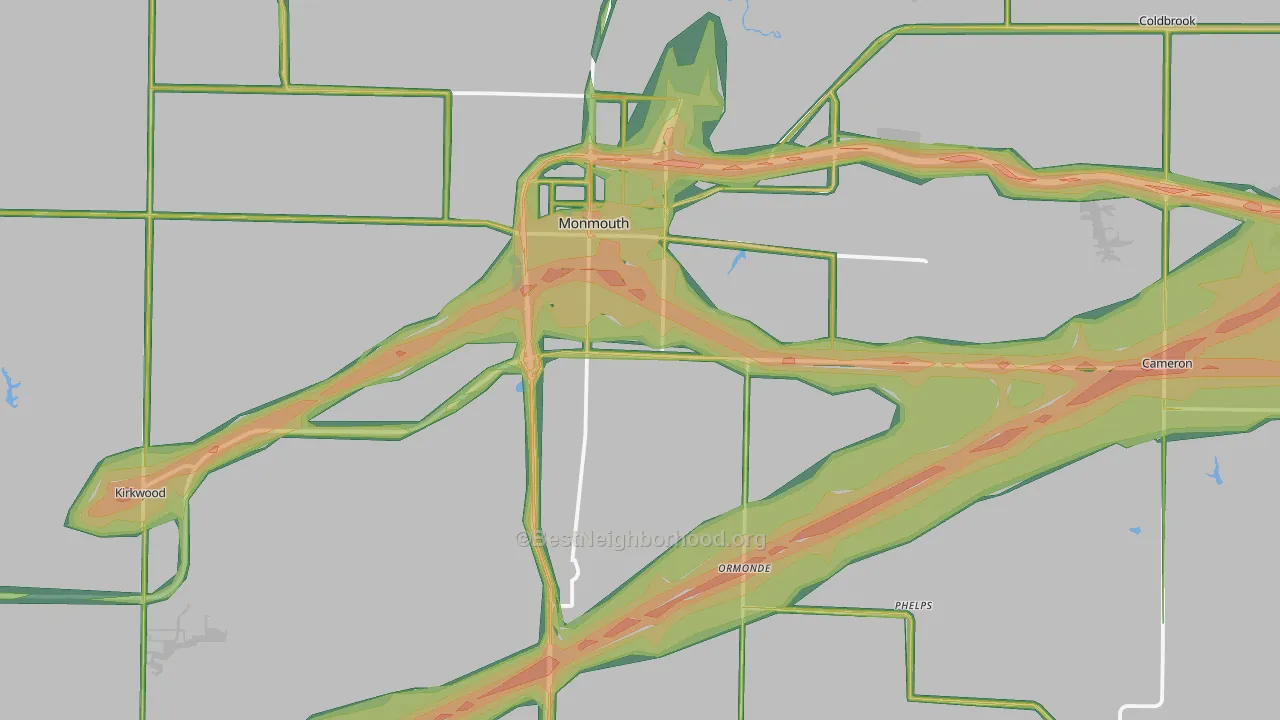 Warren County, IL Map of Noise Levels in Warren County