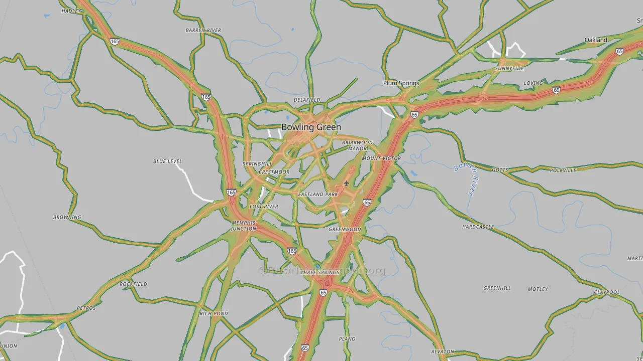 Warren County, KY Map of Noise Levels in Warren County