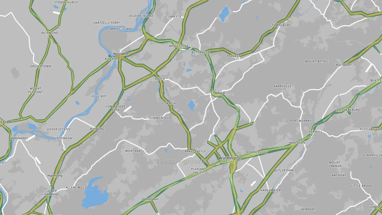 Warren County, NJ Map of Noise Levels in Warren County