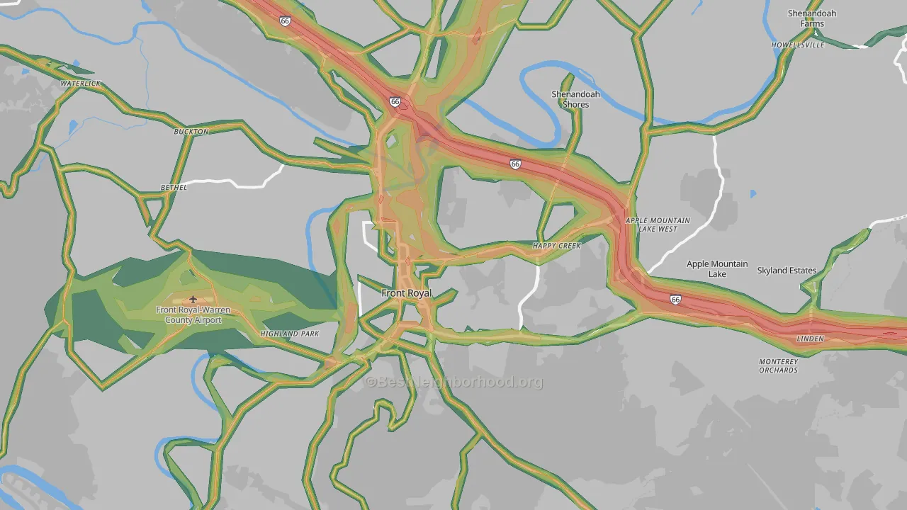 Warren County, VA Map of Noise Levels in Warren County