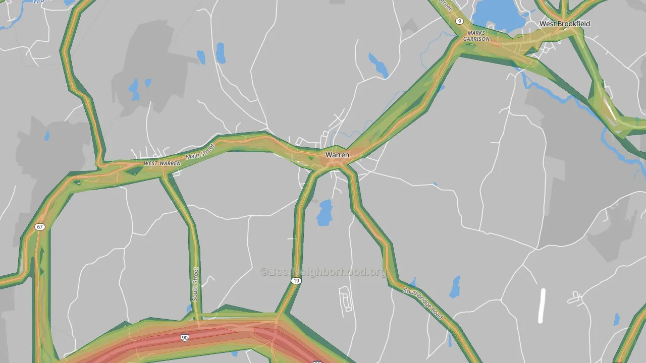 Warren, MA Map of Noise Levels in Warren