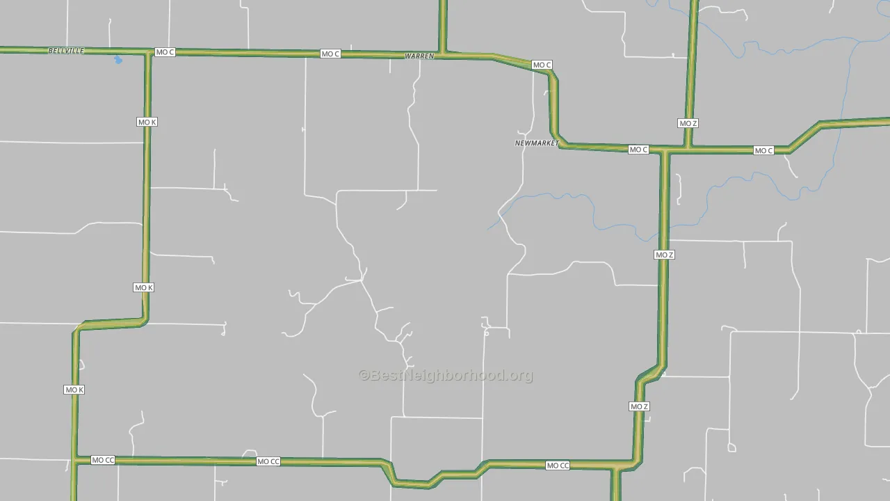 Warren, MO Map of Noise Levels in Warren