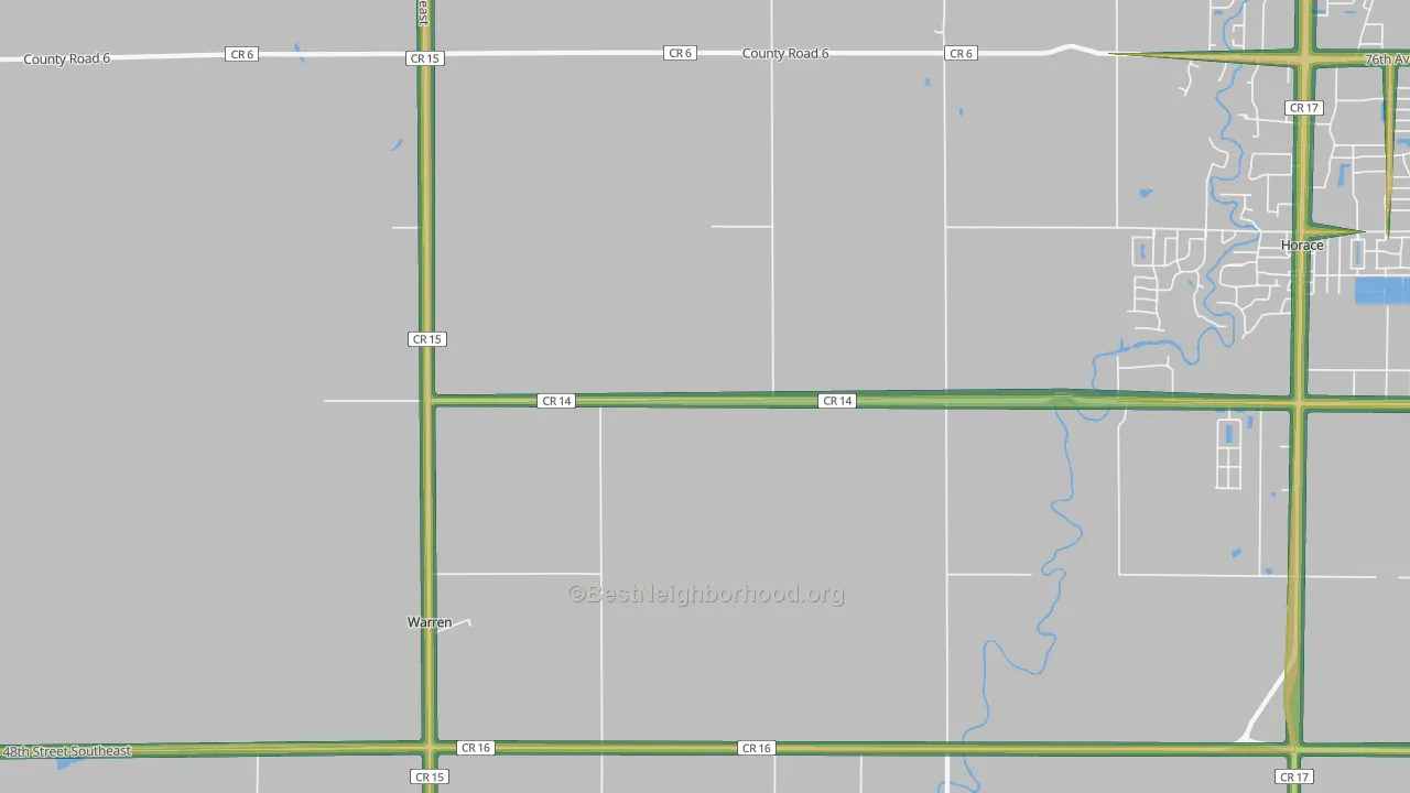 Warren, ND Map of Noise Levels in Warren