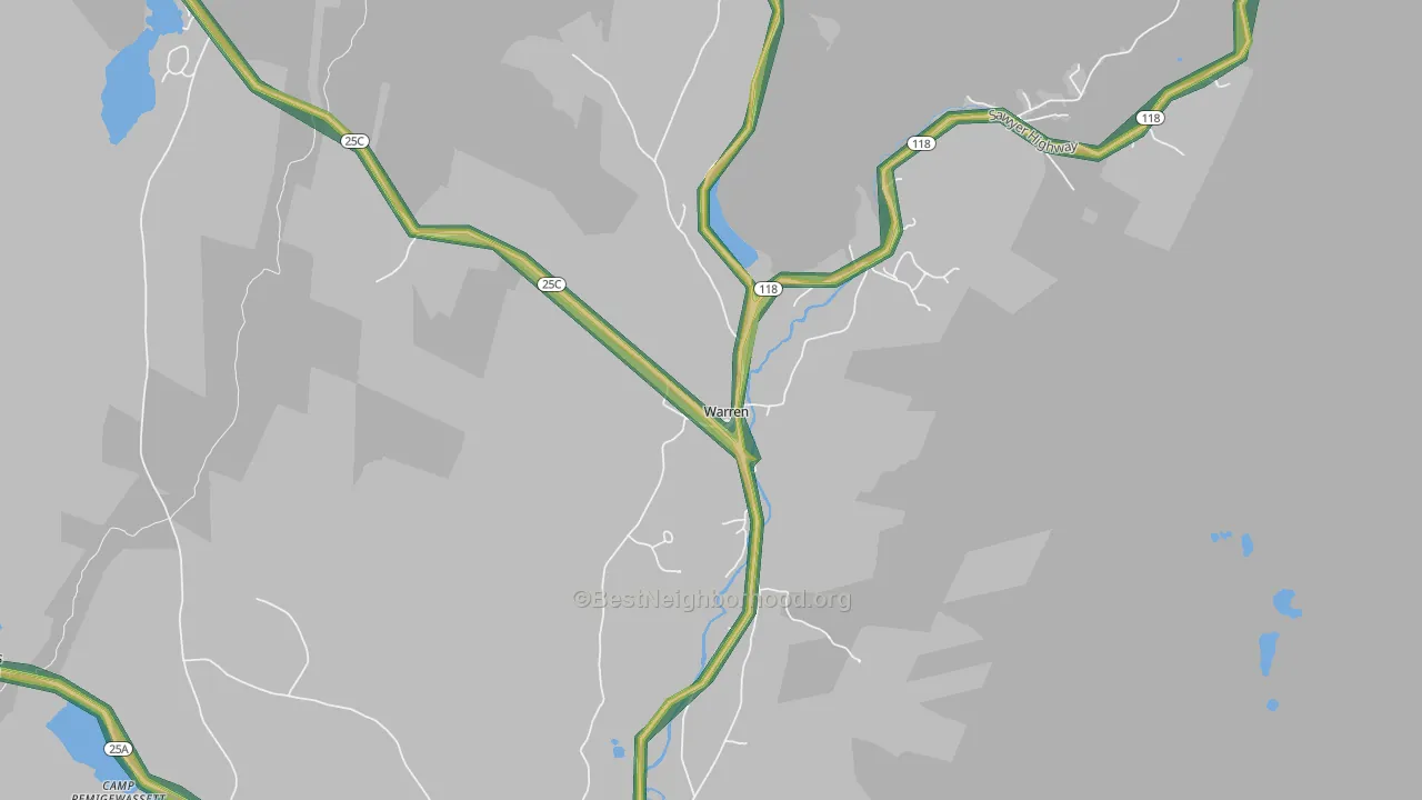 Warren, NH Map of Noise Levels in Warren