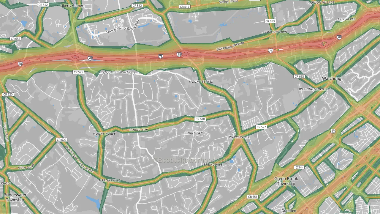 Warren, NJ Map of Noise Levels in Warren