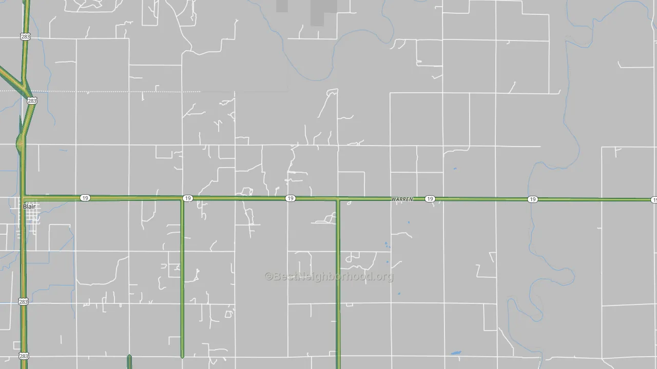 Warren, OK Map of Noise Levels in Warren