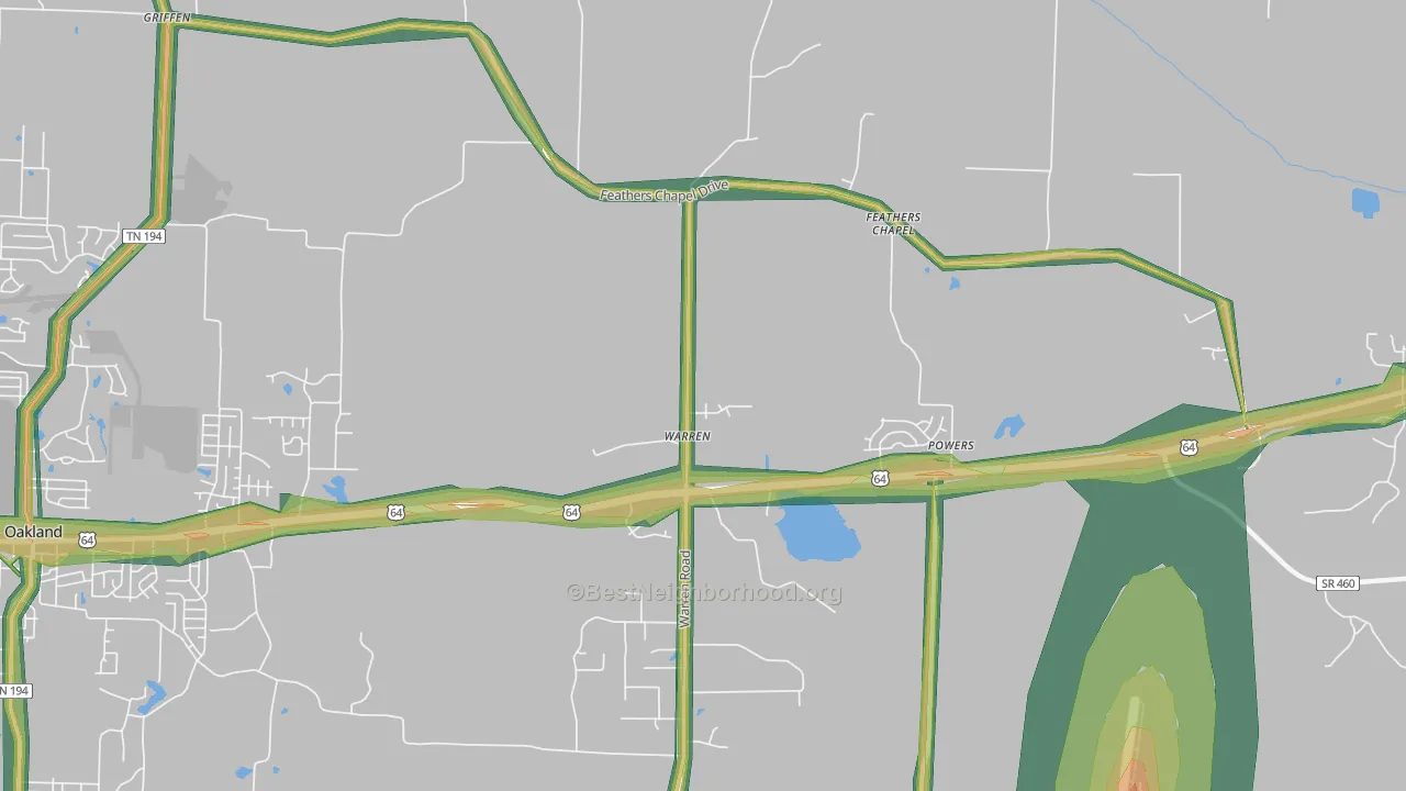 Warren, TN Map of Noise Levels in Warren