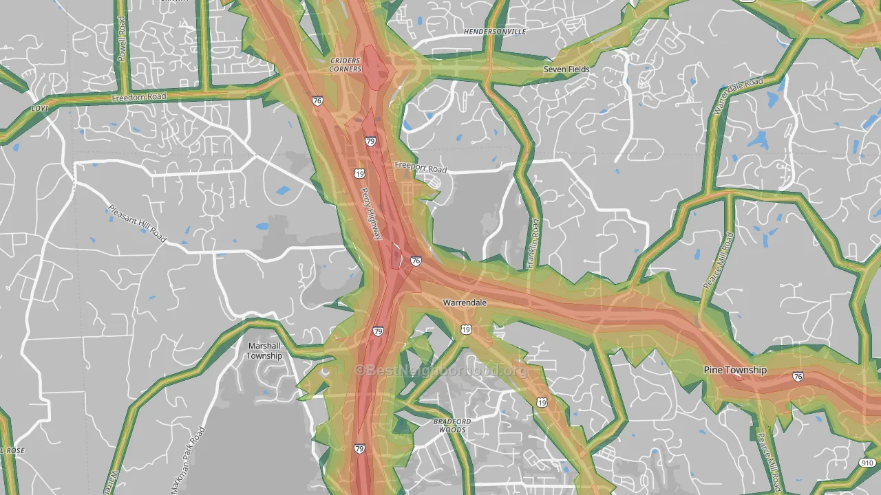 Warrendale, PA Map of Noise Levels in Warrendale