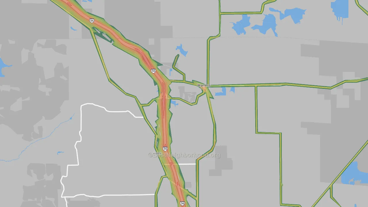 Warrens, WI Map of Noise Levels in Warrens