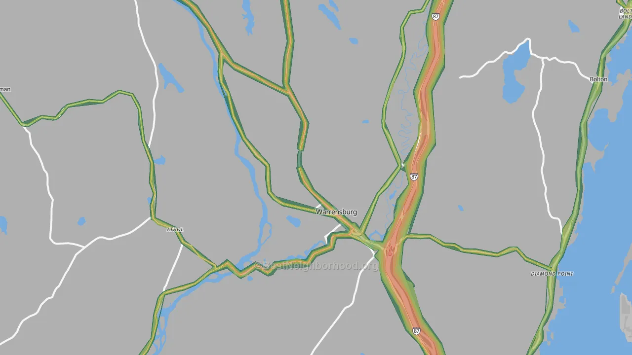 Warrensburg, NY Map of Noise Levels in Warrensburg