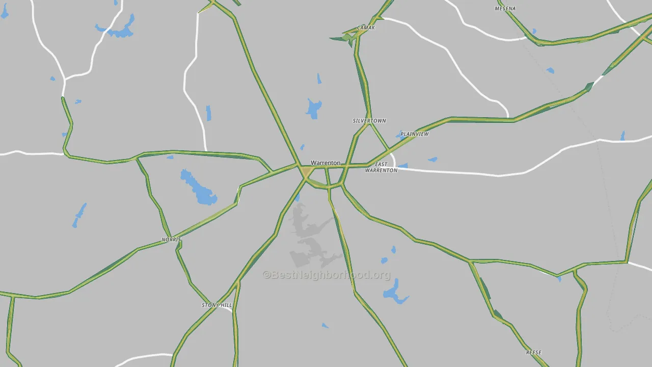 Warrenton, GA Map of Noise Levels in Warrenton
